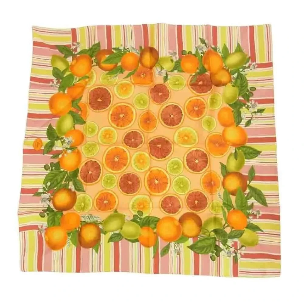 GUCCI 100% silk fruit orange scarf, pinkish orange, pretty