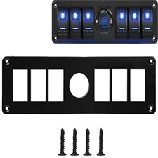 Switch Panel7 Gang Round Rocker Toggle Switch Aluminum Housing Bracket for Ca...