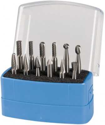 Made in USA 12 Piece, 1/4'' Shank Burr Set Solid Carbide, Multiple Head Shape