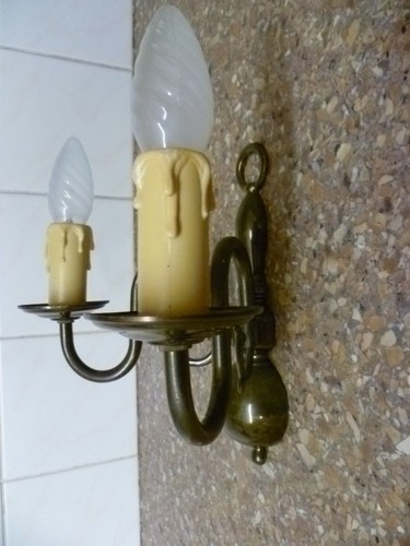 VINTAGE PAAR FRANZÖSISCHE WANDLEUCHTEN AUS BRONZEGUSSOPTIK. WANDLEUCHTEN IN BRONZEOPTIK - Bild 3 von 9