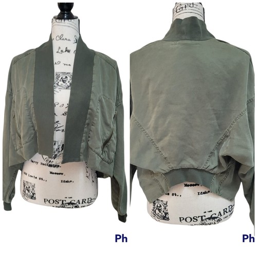 Neu mit Etikett Young Fabulous & Broke Army grüner Kragen Fara kurz geschnittene Jacke - Größe XS - Bild 2 von 14