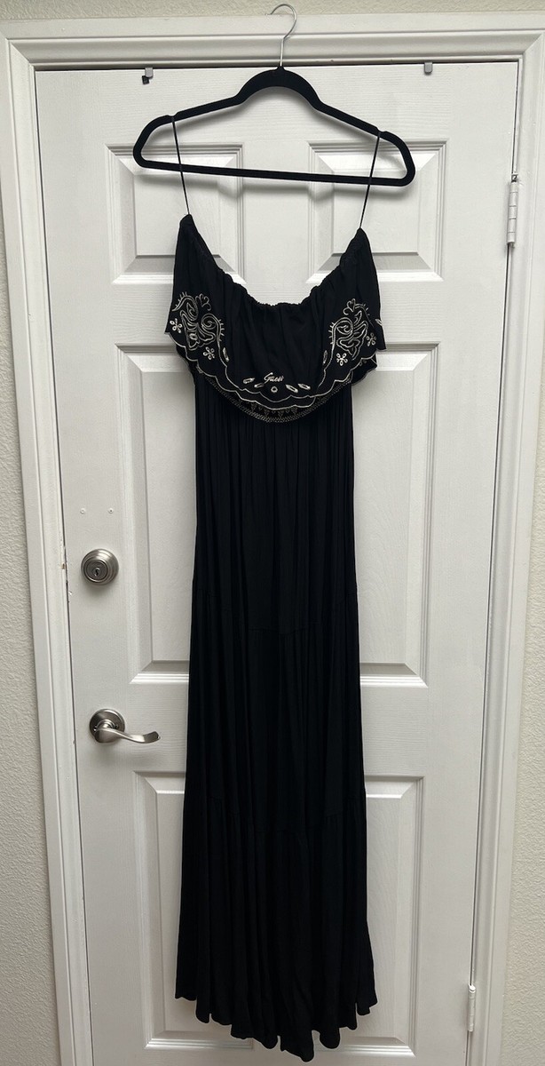 guess maxi dress black Guess Long-sleeve Maxi Dress