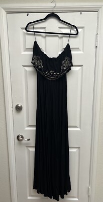 Guess Size Large Maxi Dress Strapless Long Black Embroidered Women's Bohemian | eBay Guess Size Large Maxi Dress Strapless Long Black Embroidered Women's Bohemian | eBay