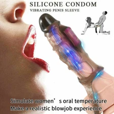 VIBRATING-PENIS-ERECTION-ENHANCER-SLEEVE COCK RING-ADULT CONDOM-SEX TOY DILDO a
