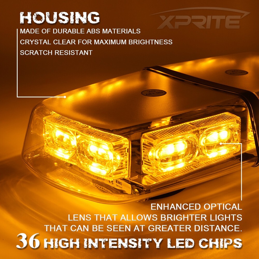 LED Strobe Beacon Xprite 12 Inch White Light - Flashing Emergency Hazard Warning Amber Outdoor Strobe Light - Foto 12