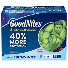 GoodNites Bedtime Underwear For Boys Marvel S/M 74 Count Marvel Diapers