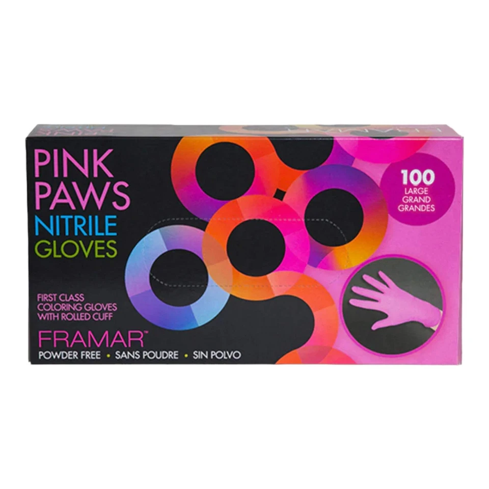 ISALINO Framar Nitrile Gloves Nitril Handschuhe Pink Paws M - 100 Stck