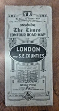 The Times Cloth Contour Road Map London & SE Counties Alexander Gross Sheet 10