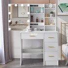 Vanity Set Table Stool with Mirror And 10 LED Light Bulbs Dressing Make Up Desk