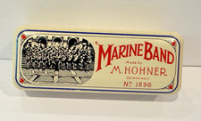 Vintage 1980's M. Hohner Marine Band Harmonica No 1896 Key of G Germany w/ Case