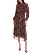 Adrianna Papell Ditsy Floral Chiffon Midi Dress Women's
