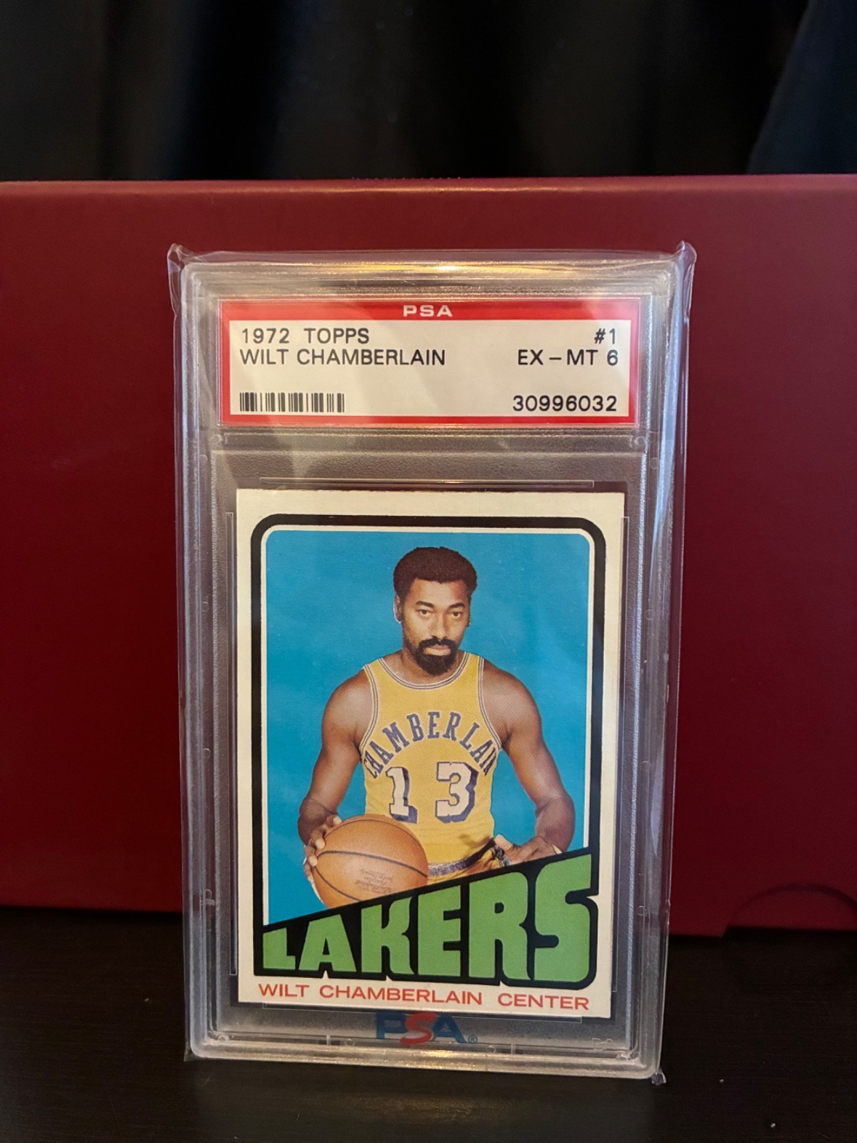 1972-73 Topps Wilt Camberlain, card #1, PSA-6 (EX-MT) Basketball HOF view 1