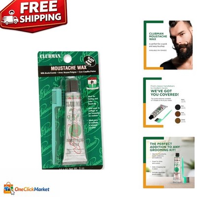 Strong Hold Unscented Mustache Wax - 0.5 oz with Brush for Stylish Grooming
