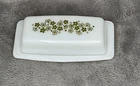 Vintage Pyrex Spring Blossom Crazy Daisy Butter Dish Green Flowers W/ Lid USA