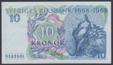 Sweden 10 Kronor 1968  XF+  P. 56a,  Banknotes, Circulated