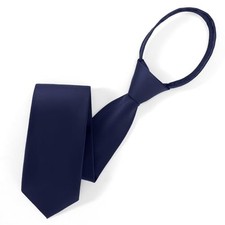 Pre Tied Adjustable Black Zipper Ties for Men 3.15" 8CM Womens Solid Navy