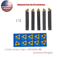 10 pc 1/2" Lathe Indexable Carbide Insert  Turning Tooling Bit Holder Set
