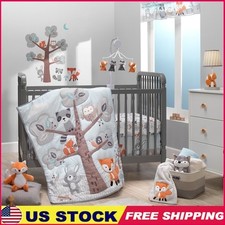 3 Piece Woodland Friends Crib Bedding Set Quilt Fitted Sheet Crib Skirt New