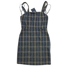 Forever 21 dress black white camel plaid checkered bodycon NWT Small