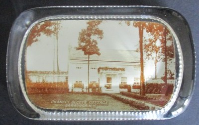 Early 20th Century Souvenir Paperweight Chancey Olcott Cottage Saratoga New York