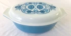 Vintage Pyrex 045 Horizon Blue 2-1/2 Quart with Cover Casserole Dish Bowl