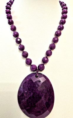LOLA ROSE GORGEOUS DARK PURPLE FACETED QUARTZ GEMSTONE PENDANT NECKLACE 18'' NWOT