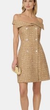 NWT ADRIANNA PAPELL WOMEN'S SHAWL TWEED OFF-THE-SHOULDER SHORT DRESS SIZE 14