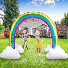 Inflatable Rainbow Cloud Sprinkler Toys, 8 x 5.5 Ft Summer Sprinkler Backyard...