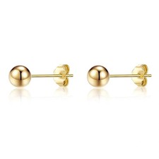 ToHeart 14k Gold Stud Earrings Women Hypoallergenic Flat 4.0MM, gold