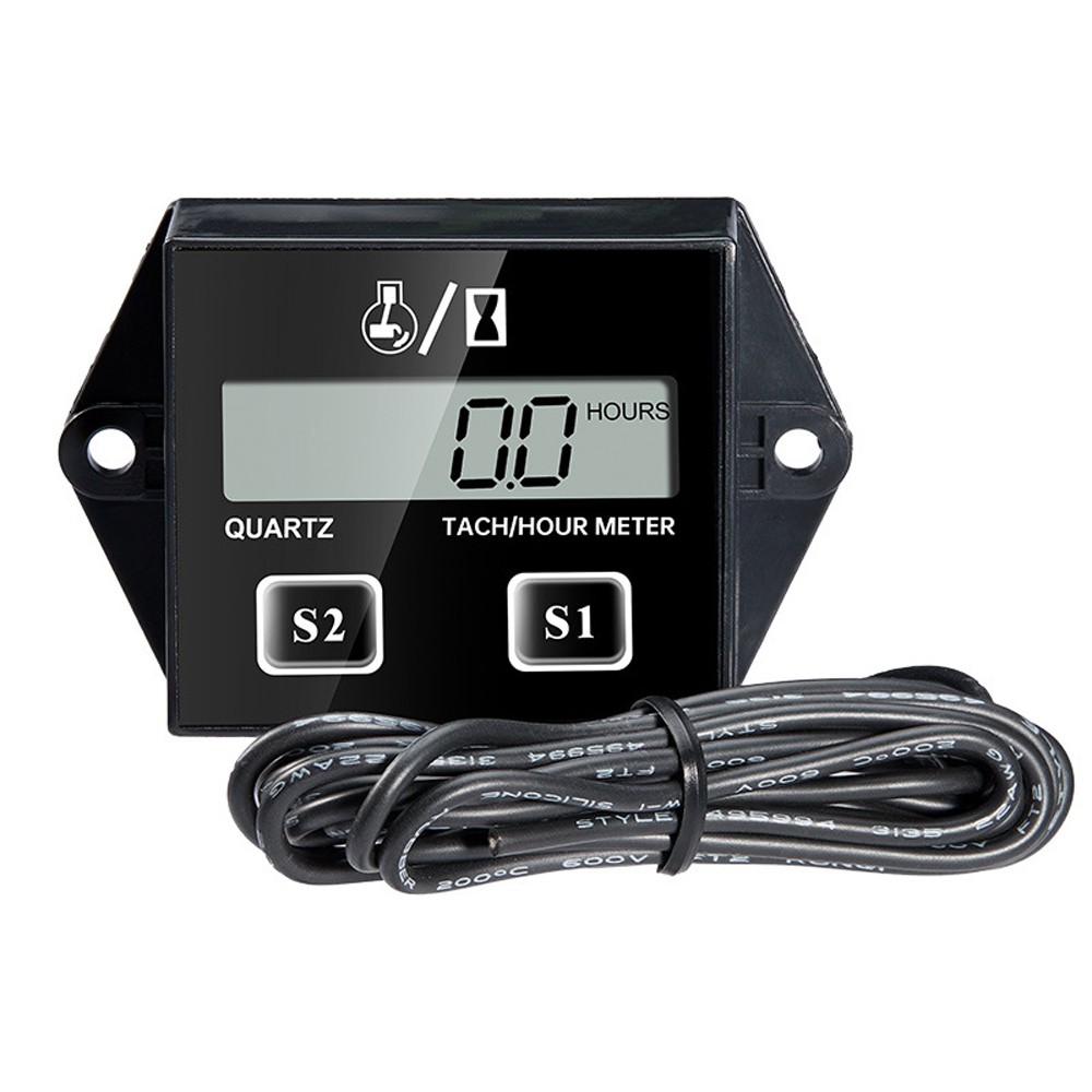 Engine Hour Meter Motorcycle Digital Tachometer 2-Stroke/4-Stroke Gasoline Engin