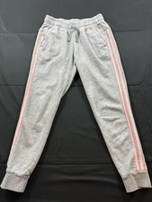 Adidas Women  s Sweatpants Jogger Pink Stripe Drawstring Pant Size Small