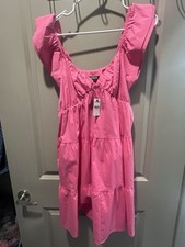 Express Flowy Smock Sundress Mini Ruffle Cap Sleeve Size Small Women’s New Pink