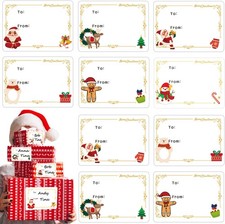 150 Pcs Christmas Tags, Self Adhesive Xmas Gift Tags Christmas Labels Stickers C