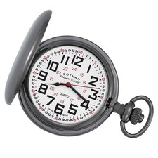 Gotham Men's Gunmetal Military Dial Hunter Quartz Pocket Watch  GWC15044B