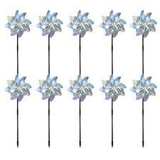 Outdoor reflective windmills 10 pcs silver color for gardens farms and patios