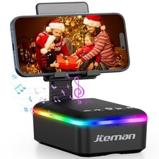 Gifts for Men Women,Cell Phone Stand with Bluetooth Speaker,LED Black