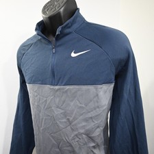 Nike Golf Jacket 1/4 Zip Blue Dri Fit Performance Standard Fit Mens Size Large