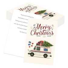 Mail Carrier Christmas Thank You Cards LLV Holiday Postcards 4x6 30 white