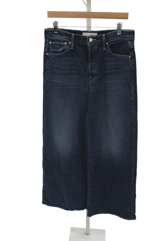 Mother Superior Women Wide-Leg High Waist Blue Jeans Cotton Button Size 28