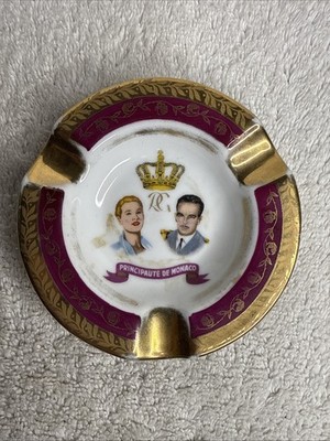 Limoges Princess Grace and Prince Ranier Ashtray Vintage, Principaute De Monaco