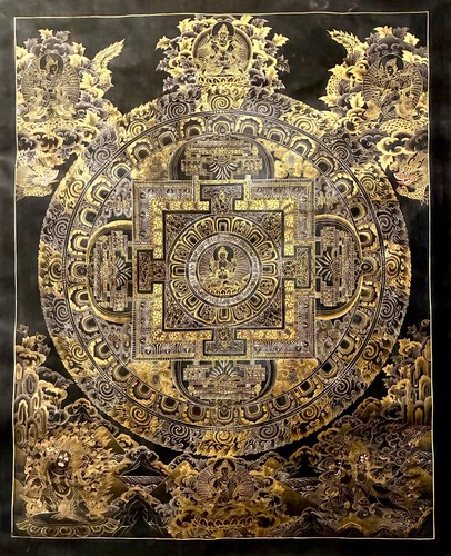 tibetan buddhist thanka, thangka painting, hand painted on cloth ~18x22"