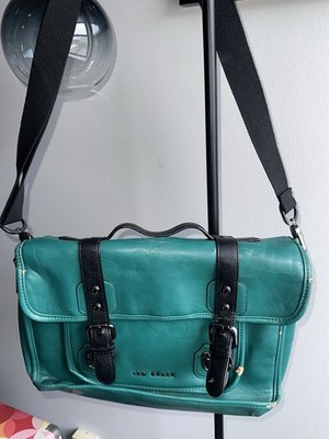 Ted Baker Green Messenger Bag for Men Buckle Closure Adjustable Strap