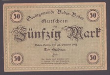 Baden-Baden, gmina miejska; 50 marek z 22 października 1918