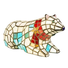 Yodimust Tiffany Style Christmas Collection Polar Bear Table Lamp Stained Gla...