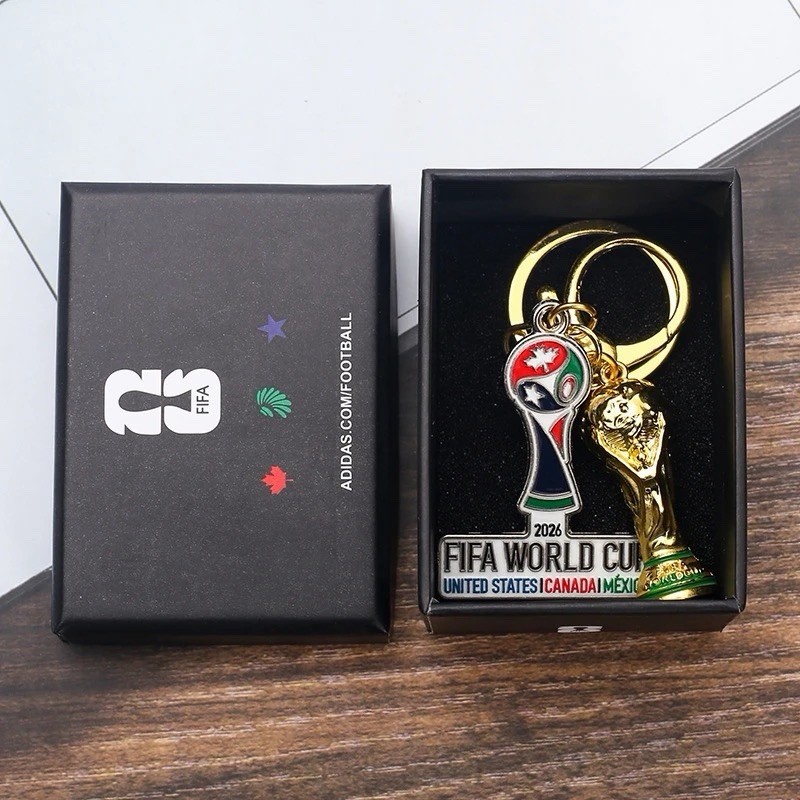 2026 World Cup Keychain Set Trophy & Medal Keyring Gift Box Soccer