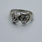 Comedy Tragedy Sterling Silver Vintage Ring Size 5.5 Signed GLP