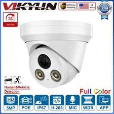 VIKYLIN 5MP FullColor Night Vision Turret IP Camera Built-in MIC Waterproof IP67