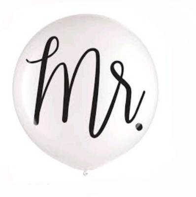 ''Mr.'' White Latex Balloon 24'' Round Decorative Wedding Theme, 1 Pc
