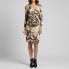 Emilio Pucci Beige Abstract Print Jersey Silk Wrap Mini Dress M
