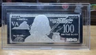 1 Oz Silver, The Federated Mint Proof  Virginia $100 Franklin Bar in Capsule.